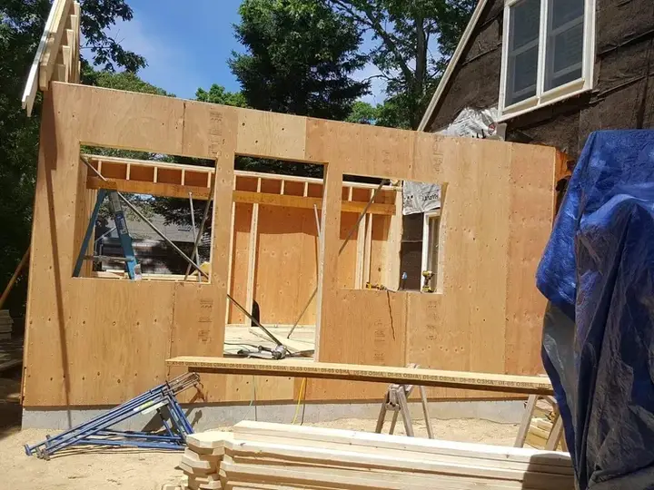 Accessory dwelling unit framing under construction